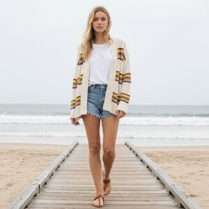 Madewell Striped Diaz Open Cardigan Sweater Cozy Boho Layer